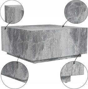 Négyzet Alakú Dohányzóasztal szürke márvány utánzat 90x90x42 cm modern