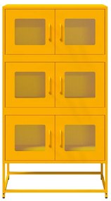 Highboard Mustársárga 68x39x123 cm Acél