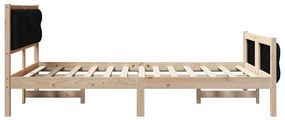 Ágykeret fejtámlával Fekete 140 x 200 cm Tömör fenyőfa