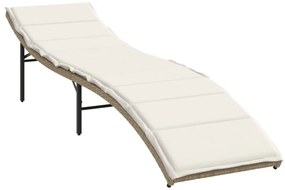 2 db bézs polyrattan napozóágy asztallal