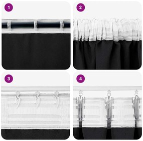 Függönyök függönyökkel 2 pcs Fekete 225x140cm Poliészter