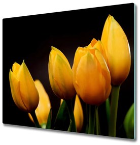 Üveg vágódeszka sárga tulipánok 60x52 cm