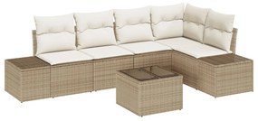 6 részes Kerti Kanapészett Párnákkal Barna Poly Rattan