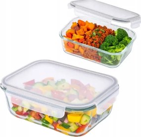 Üveg Ételtároló Doboz Tömítéssel 1,5L Uzsonnás Doboz Mikrohullámú Hűtőszekrényhez