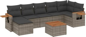 vidaXL 8 részes szürke polyrattan kerti ülőgarnitúra párnákkal