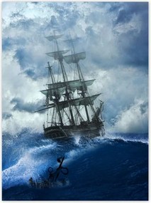 Poszterek 100x135 Vihar Tenger Hajó Tájkép