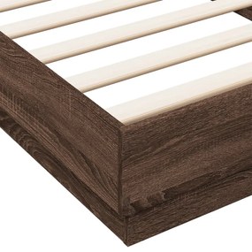 barna tölgy színű ágykeret LED-világítással 90 x 200 cm