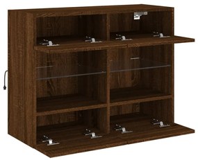 barna tölgyszínű fali TV-szekrény LED-del 78,5x30x60,5 cm