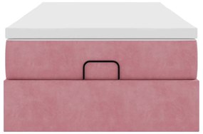 Ottomán ágykeret matraccal rózsaszín 90x190 cm bársony