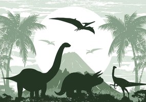 Fotótapéta - Zöld dinoszauruszok (152,5x104 cm)