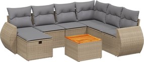 vidaXL 8 részes vegyes bézs polyrattan kerti ülőgarnitúra párnákkal