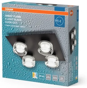 Osram -LED Fürdőszobai mennyezeti lámpa ORBIS FLAME 4xLED/5,5W/230V IP44 fekete