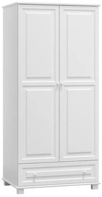 AMI nábytek Fehér tömör fenyő szekrény 2Dc1 90 széles akasztós/polcos
