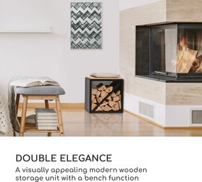 Blumfeldt Kindlewood S Black, fa állvány, pad, 57 × 56 × 36 cm, bambusz, cink