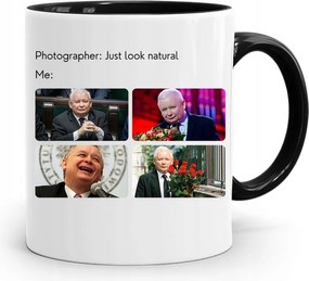 Bögre Fekete Vicces Pis Jaroslaw Kaczynski nyomott mintával