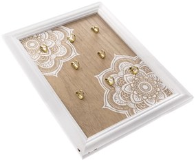 Mandala fa kulcstartó akasztó, 8 kampóval, 25 x 35 x 3,5 cm