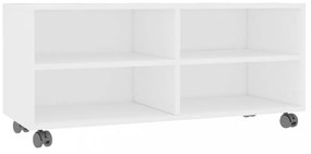 fehér szerelt fa TV-szekrény görgőkkel 90 x 35 x 35 cm