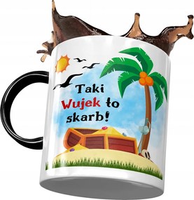 Fekete bögre Bácsi bácsinak Ajándék Nyomtatott fényképpel