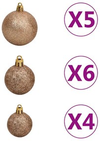 csuklópántos műkarácsonyfa 150 LED-del és gömbökkel 120 cm