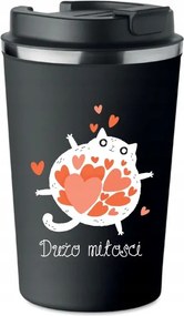 Prémium Termo Bögre fekete Valentin Napi Ajándék Macska Sok Szeretet KT_312