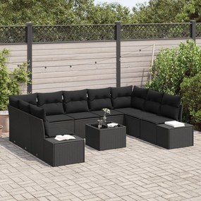 Kerti Kanapé Szett 10 pcs Fekete 289 x 209 x 85 cm Poli rattan