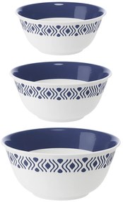 STEFANPLAST Műanyag tál Tosca, fehér/kék szett 3db fedő nélkül