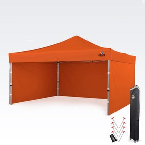 Alumínium promó sátor 4x4 m ALU EXCLUSIVE – 3 oldalfal, HEX 45 mm - plusz 3 oldalfal - Narancs