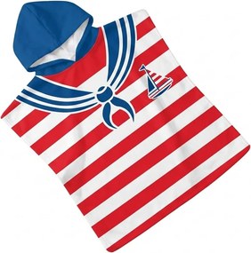 Gyerek poncsó SAILOR fehér-piros
