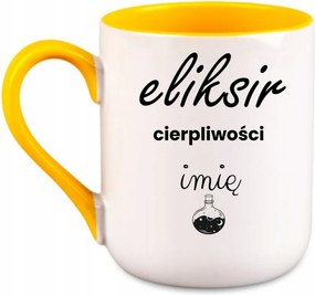 Caffee bögre "Türelem elixír név" Születésnapi Ajándék Sárga 330