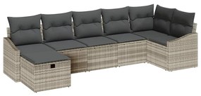 vidaXL Kanapé Szett párnával tárolóval Világosszürke polirattan