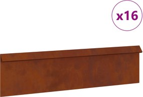 vidaXL Csiga kerítés 16 pcs Rozsdás 100 x 3,5 x 25 cm