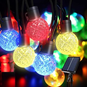 Napelemes dekor tündérfény kerti LED fényfüzér, gyémánt fénynyommal, színes, 10 db izzóval, 4 m
