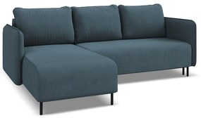 Kék kinyitható-tárolóhelyes sarokkanapé (bal oldali) Luana – Makamii