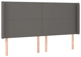 szürke műbőr LED-es fejtámla 203x16x118/128 cm