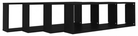 4 db fekete szerelt fa fali polc 100 x 15 x 30 cm