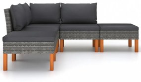5 részes szürke polyrattan kerti ülőgarnitúra párnákkal