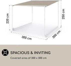 Blumfeldt Nantes, pavilon, napellenző, 3x3m, poliészter, acél váz, UV50+, padlógörgők
