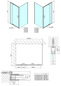 Polysan Polysan, EASY téglalap/négyzet alakú zuhanyparaván forgóajtó 800-900x800mm, L/P, üvegtégla, EL1638EL3238