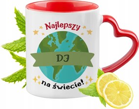 Piros bögre szív alakú füllel DJ-nek Ajándék