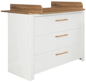 Fehér alacsony gyerek komód pelenkázó feltéttel tölgyfa dekorral 119x100 cm Ava – Roba