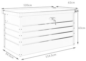 Gardebruk® Fém tárolódoboz 120x62x63 cm - antracit