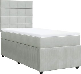 vidaXL világosszürke bársony rugós ágy matraccal 90x190 cm