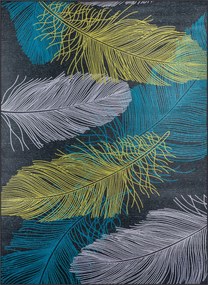 Szőnyeg 300x200cm Levelek Toll Zöld Nagy Modern Csúszásgátló Bcf