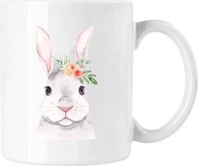 Bögre Nyuszi Virágok Divatos Kedves 1 Fehér 330ml