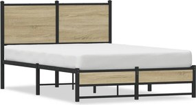 vidaXL sonoma tölgy színű fém ágykeret matrac nélkül 120 x 190 cm