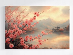 Vászonkép Canvas Tájkép Pagoda Fa Virágok Cseresznye Sakura 120x80