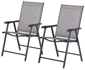 Összecsukható karfás szék 2 db-os szett, kempingszék, zürke 58 x 64 x 94 cm