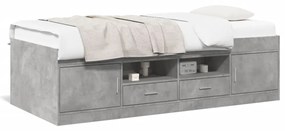 betonszürke kanapéágy fiókkal matrac nélkül 90x200 cm