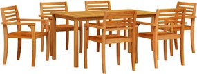 vidaXL Kert étkező szett 7 pcs Barna Tömör Akácfa