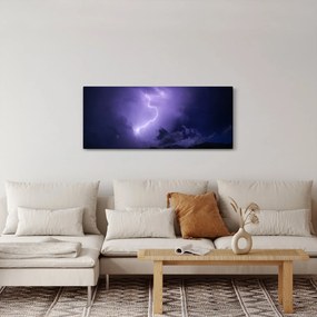 Kép - lila égbolt és villám (120x50 cm)